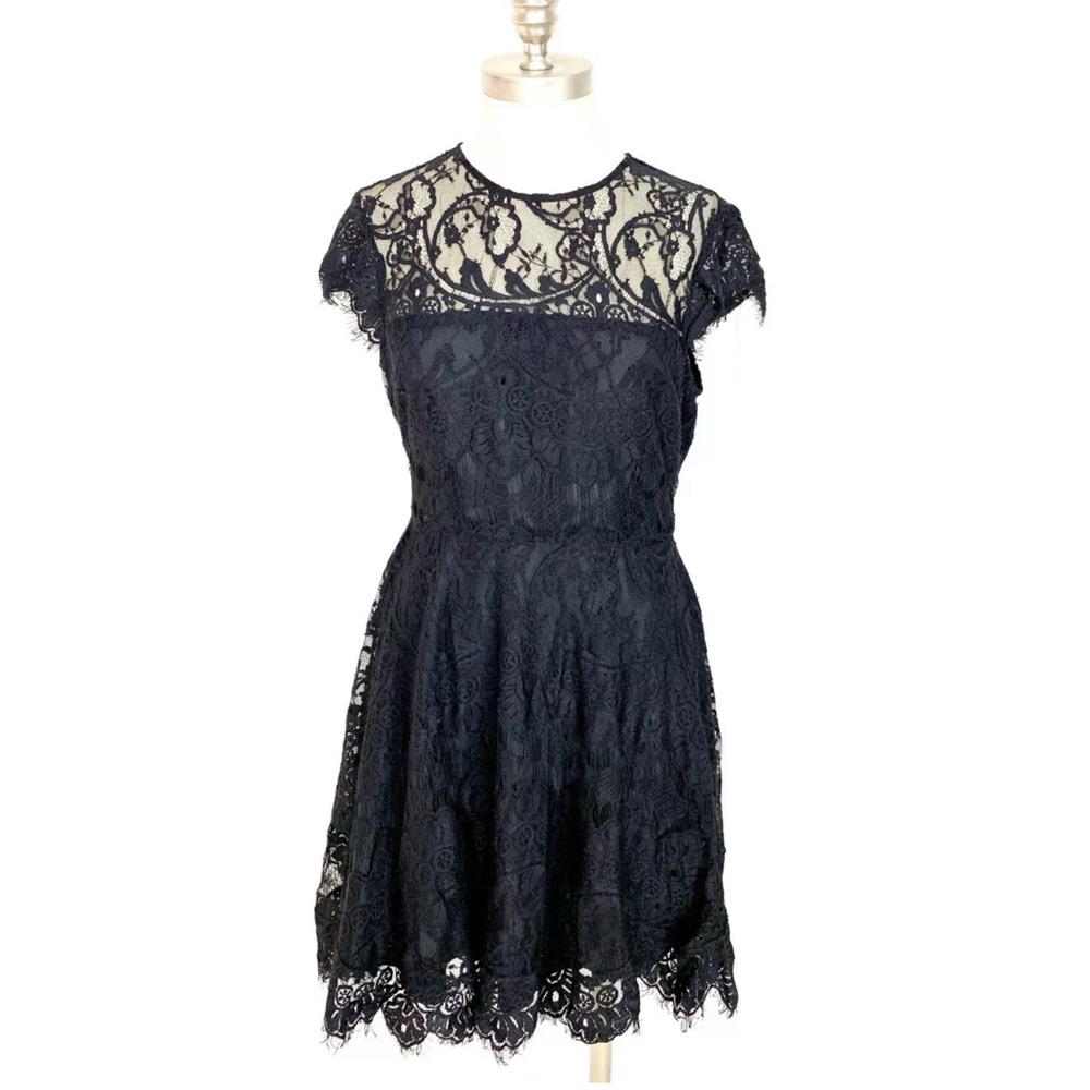 BB Dakota Dress  Black Lace Flare Lined size 6